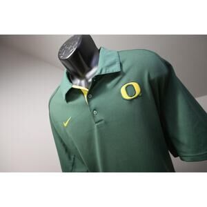Nike Golf Polo Dri Fit Green Oregon Ducks Short Sleeve Golf Shirt Mens Sz XL